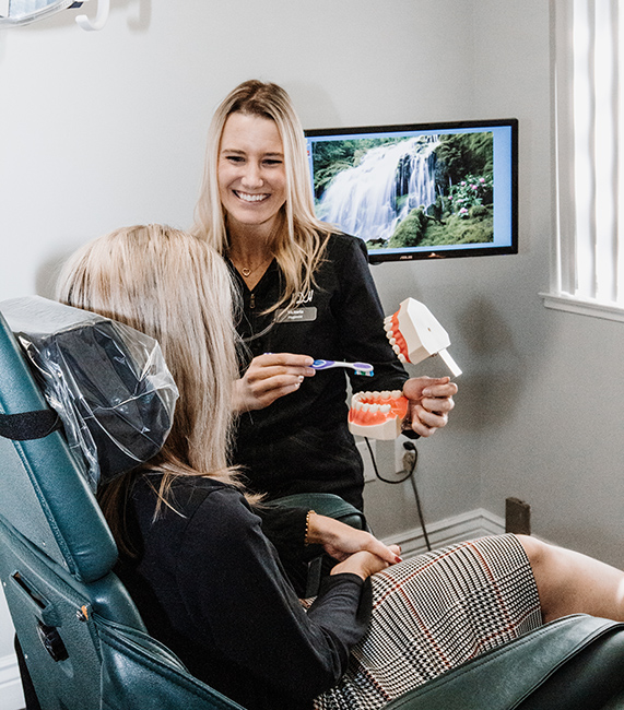 Dentist with patient